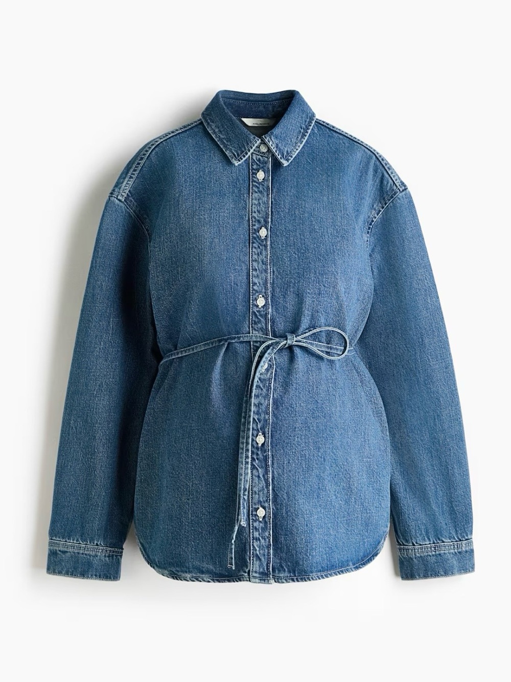 H&M Mama Blue Denim Button-Front shirt with Tie Belt (maternity)
